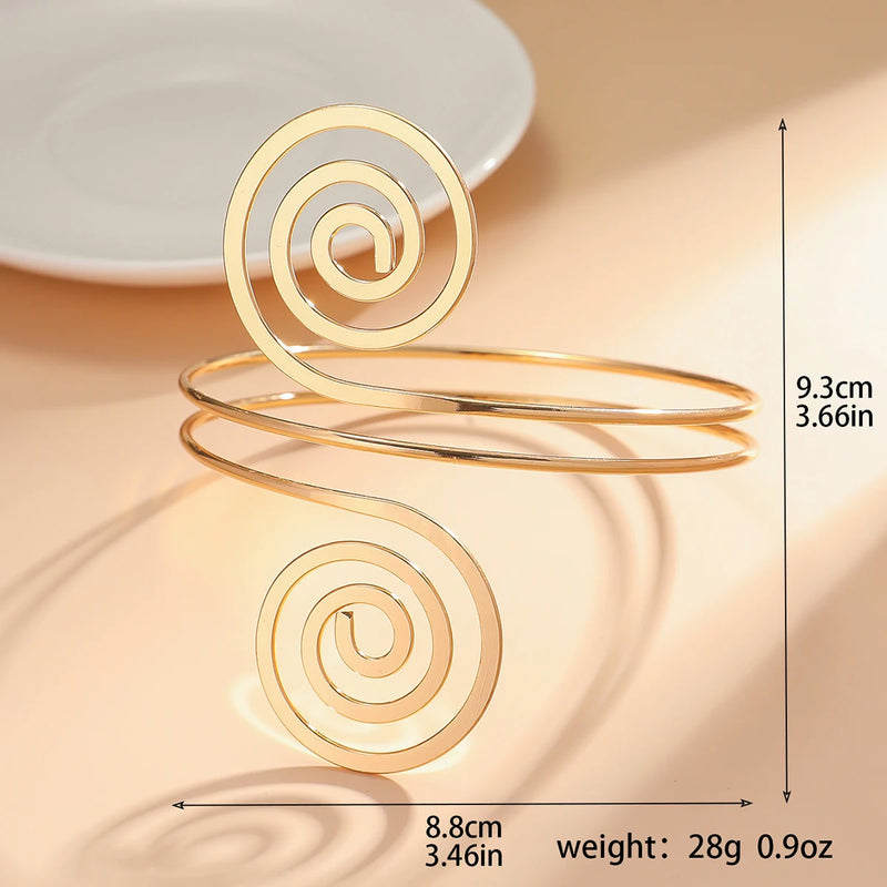 Pulseira de Braço Dourada Geométrica – Estilo Europeu para Festas e Eventos