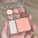 Paleta de Sombras e Blush 8 Cores – Rosa & Laranja | Longa Duração | Formato Coração